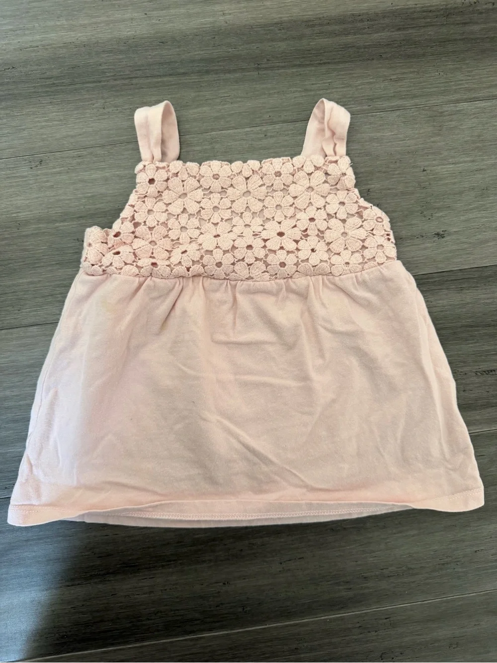 Carter's Light Pink Floral Crochet Tank Top